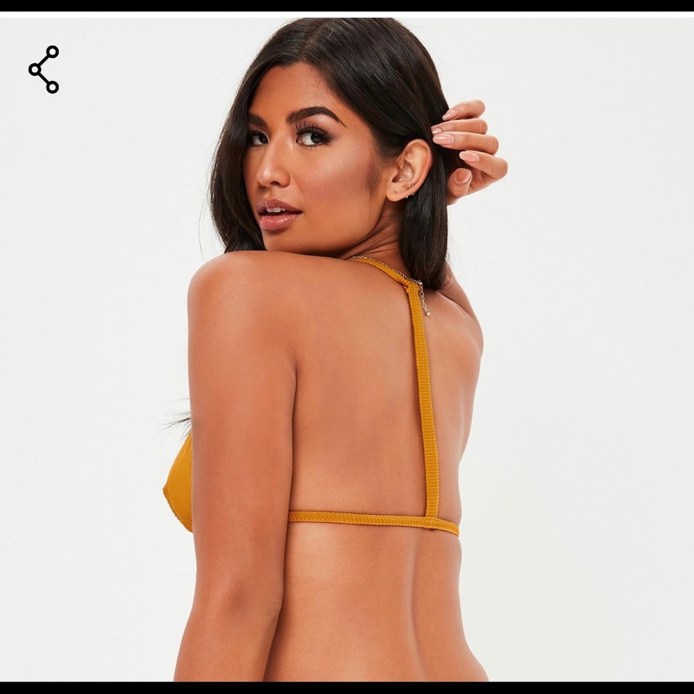 Missguided mustard triangle racer rib bikini top